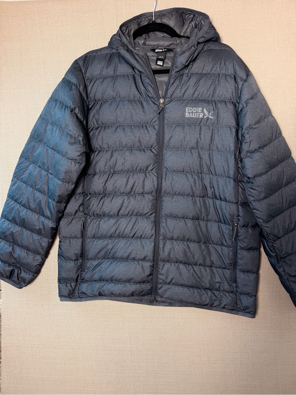 Eddie Bauer Men's Smoke Heather Gray CirrusLite Down Puffer Jacket, Sz L